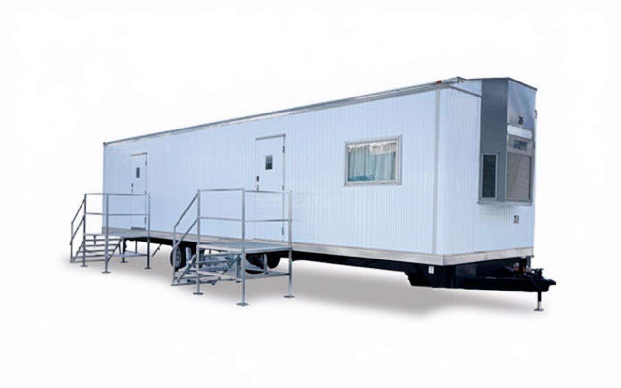 office trailers can include hvac systems, electrical outlets, lighting, and restrooms